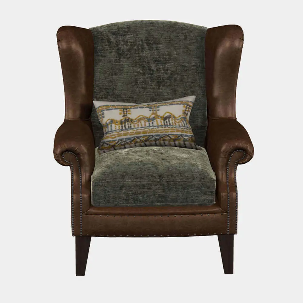 Constable Wing Chair Galveston Bark and Coco Velvet Olive